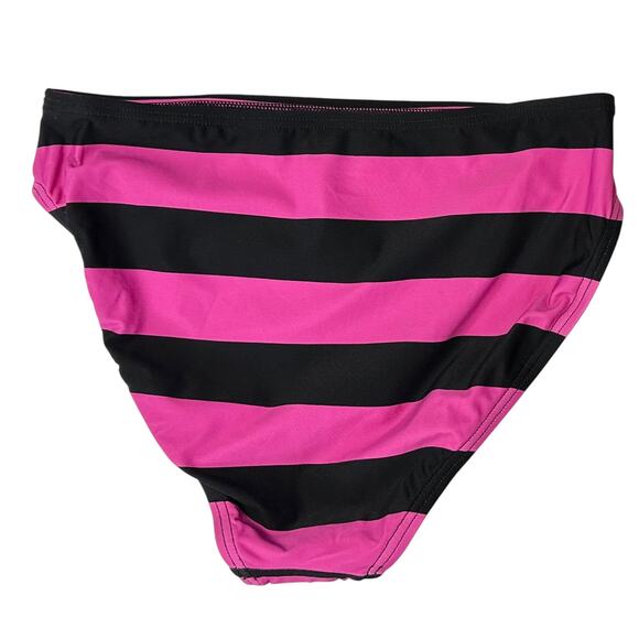 2/$30 NWT Michael Kors High-Waisted Striped Bikini Bottom Pink Black Size M - Picture 4 of 8